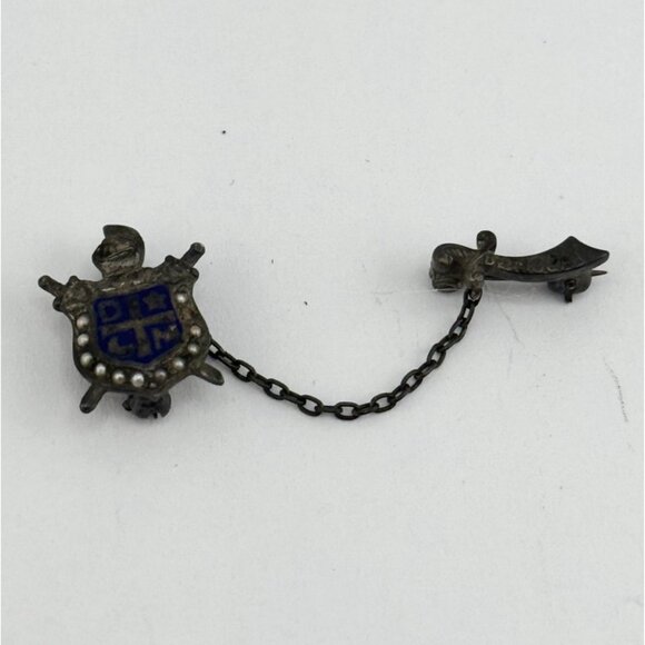 VINTAGE DEMOLAY STERLING PEARLS MASONIC YOUTH SWORD GUARD LAPEL PIN
